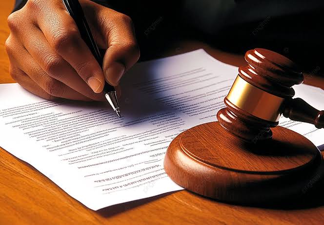 A close-up view of an attorney signing official legal documents beside a polished wooden gavel, preparing defense strategy for an owi causing injury charge.